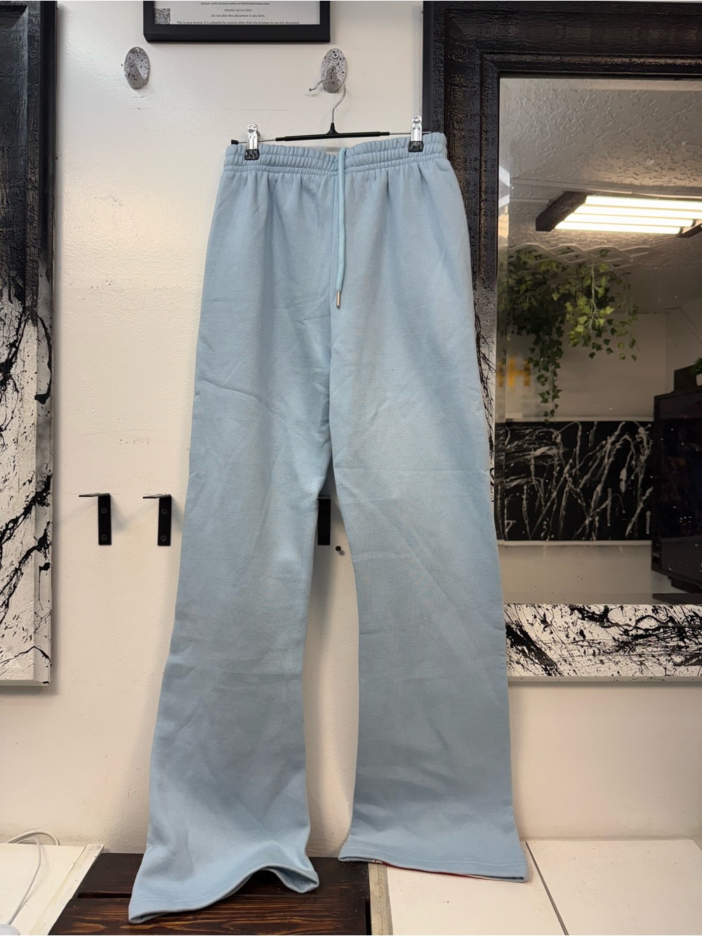 Light Blue Flame Panel oversized Sweatpants with Red FA Logo - Picture 4 of 6